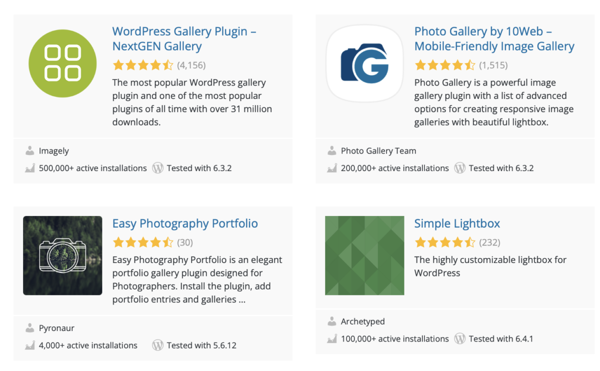 WordPress photography plugins
