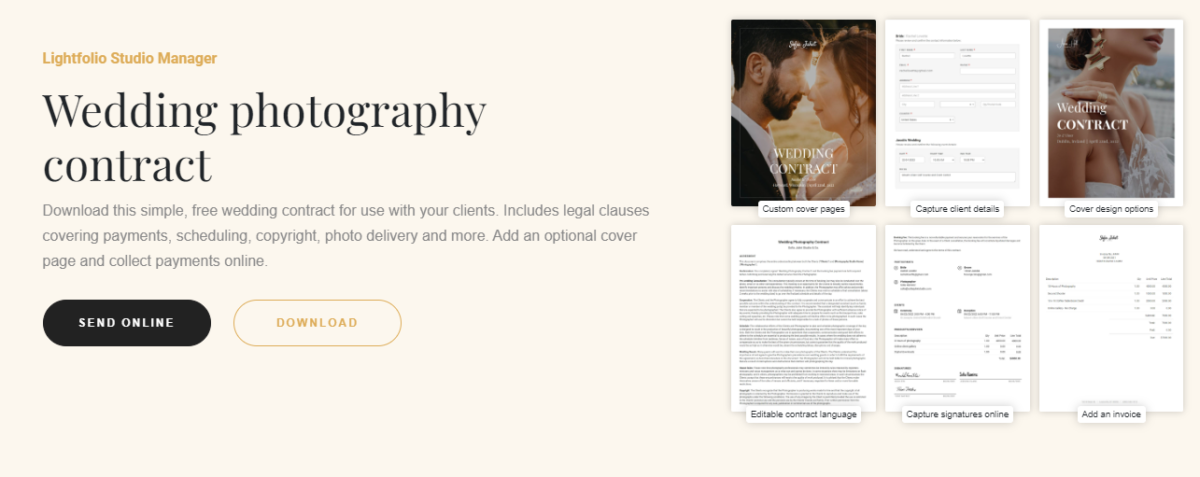 Lightfolio Studio Manager Wedding Photography Contract