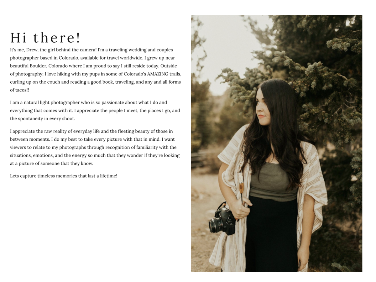 About Page for Photographers